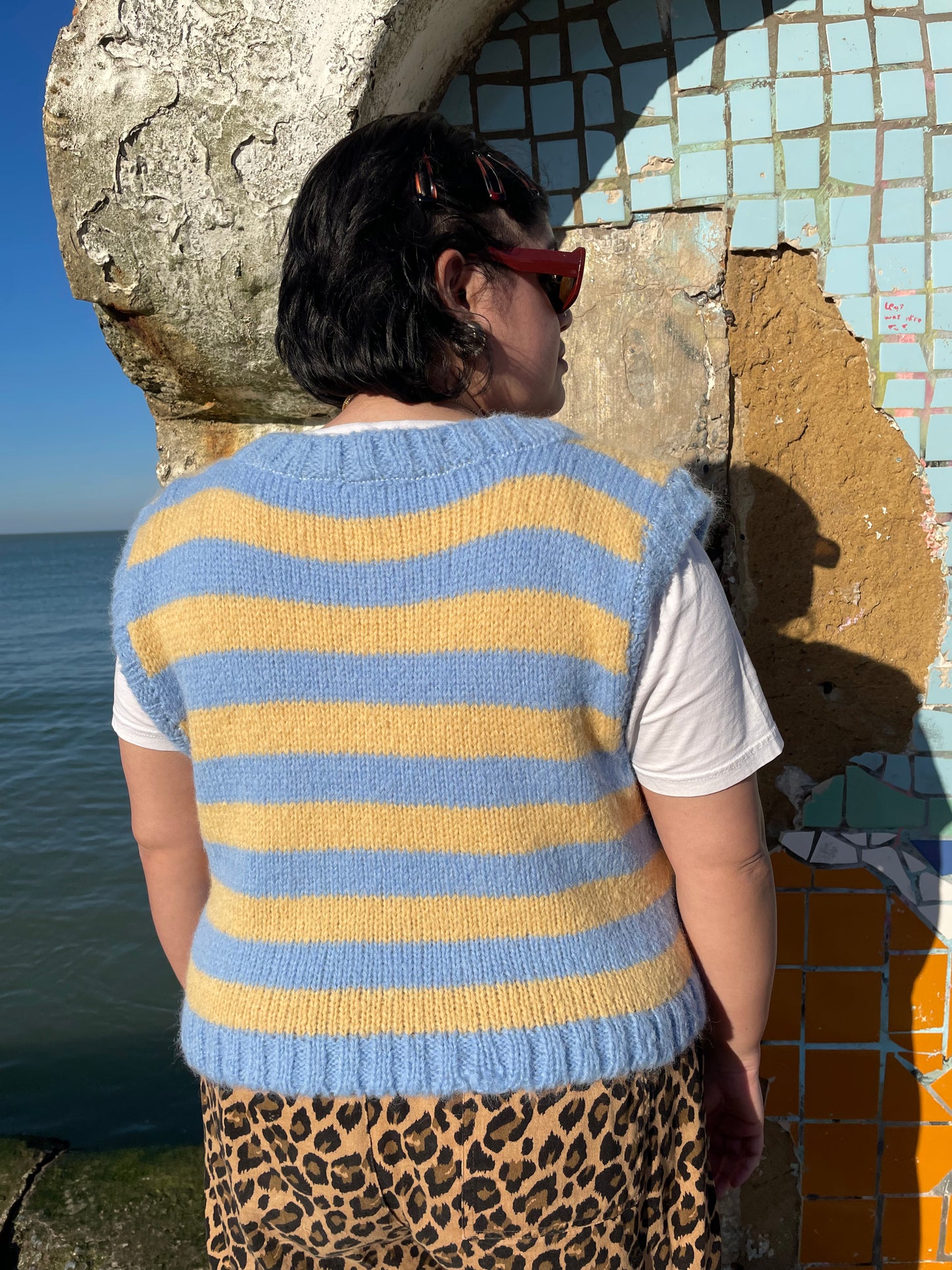 Striped Yellow Mohair Sweater Vest