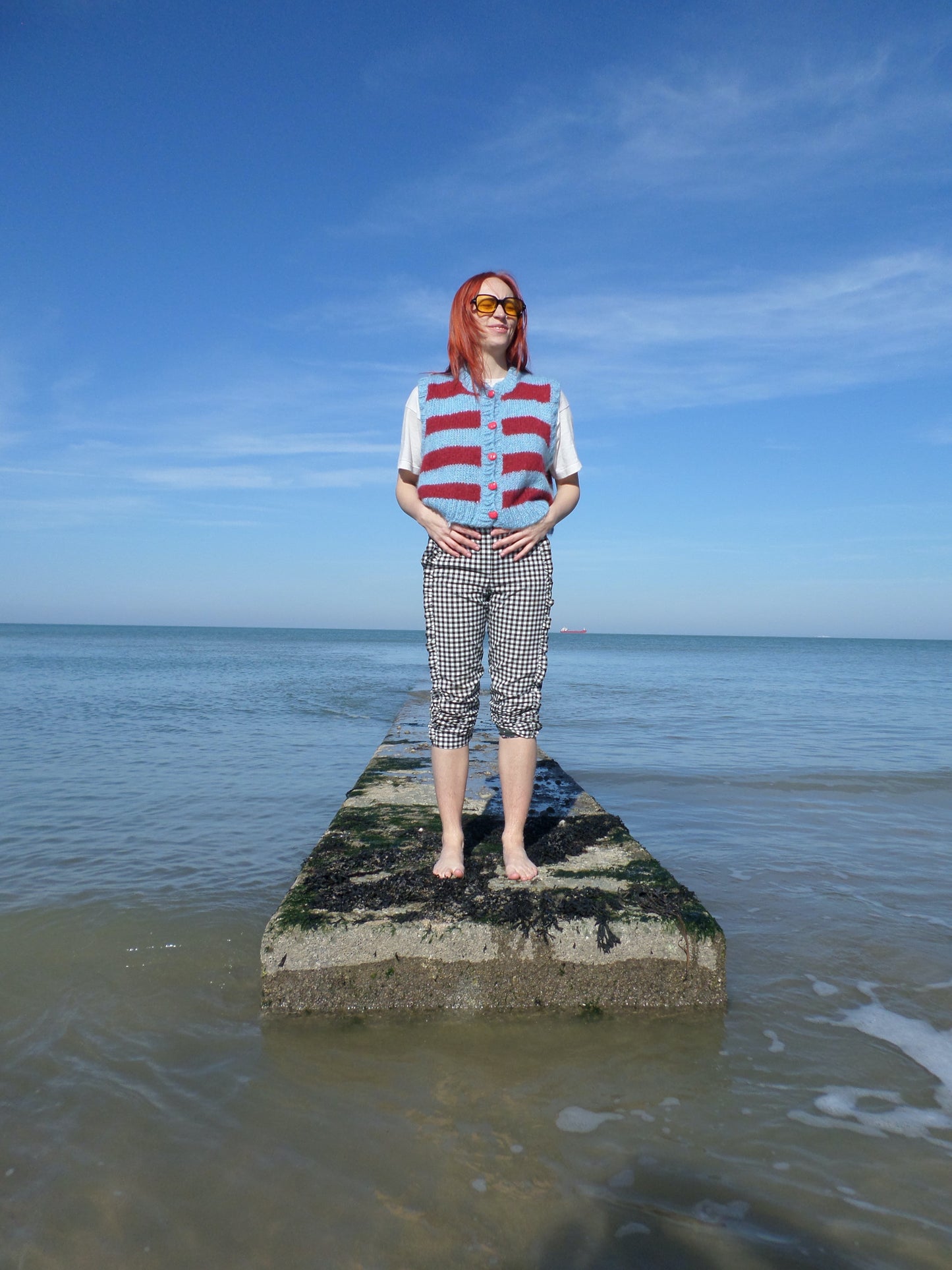 Striped Sleeveless Cardi