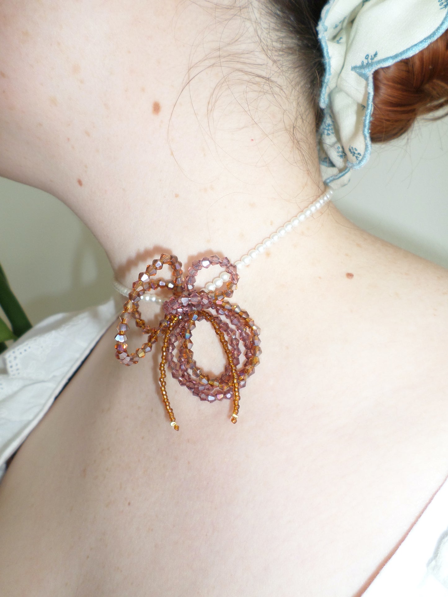 Beaded flower choker