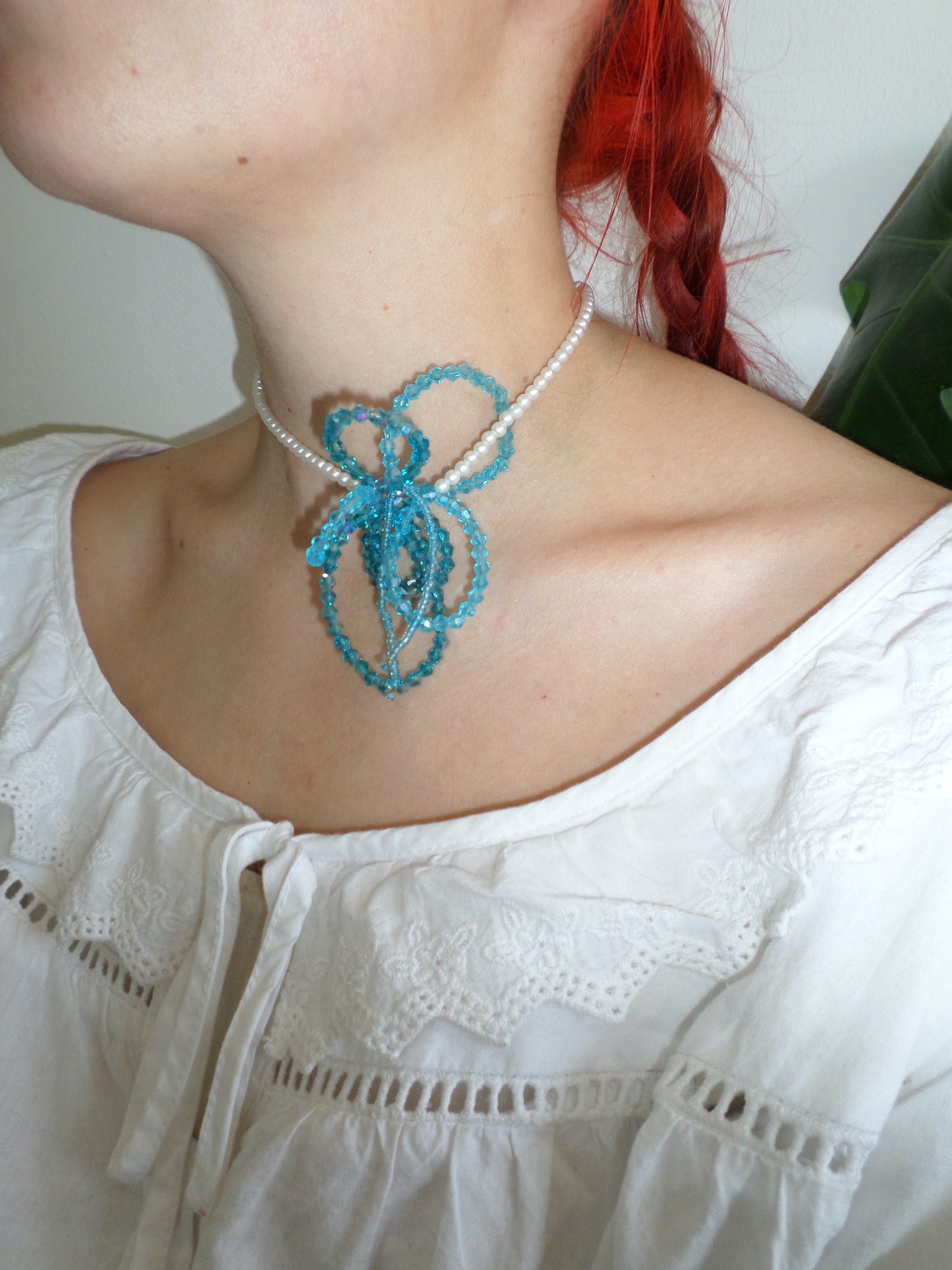 Beaded flower choker