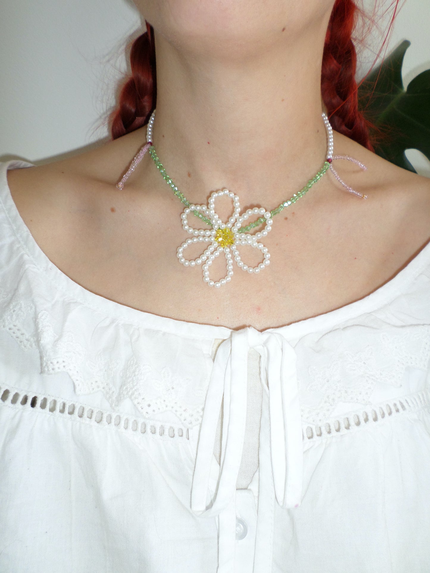 Beaded flower choker
