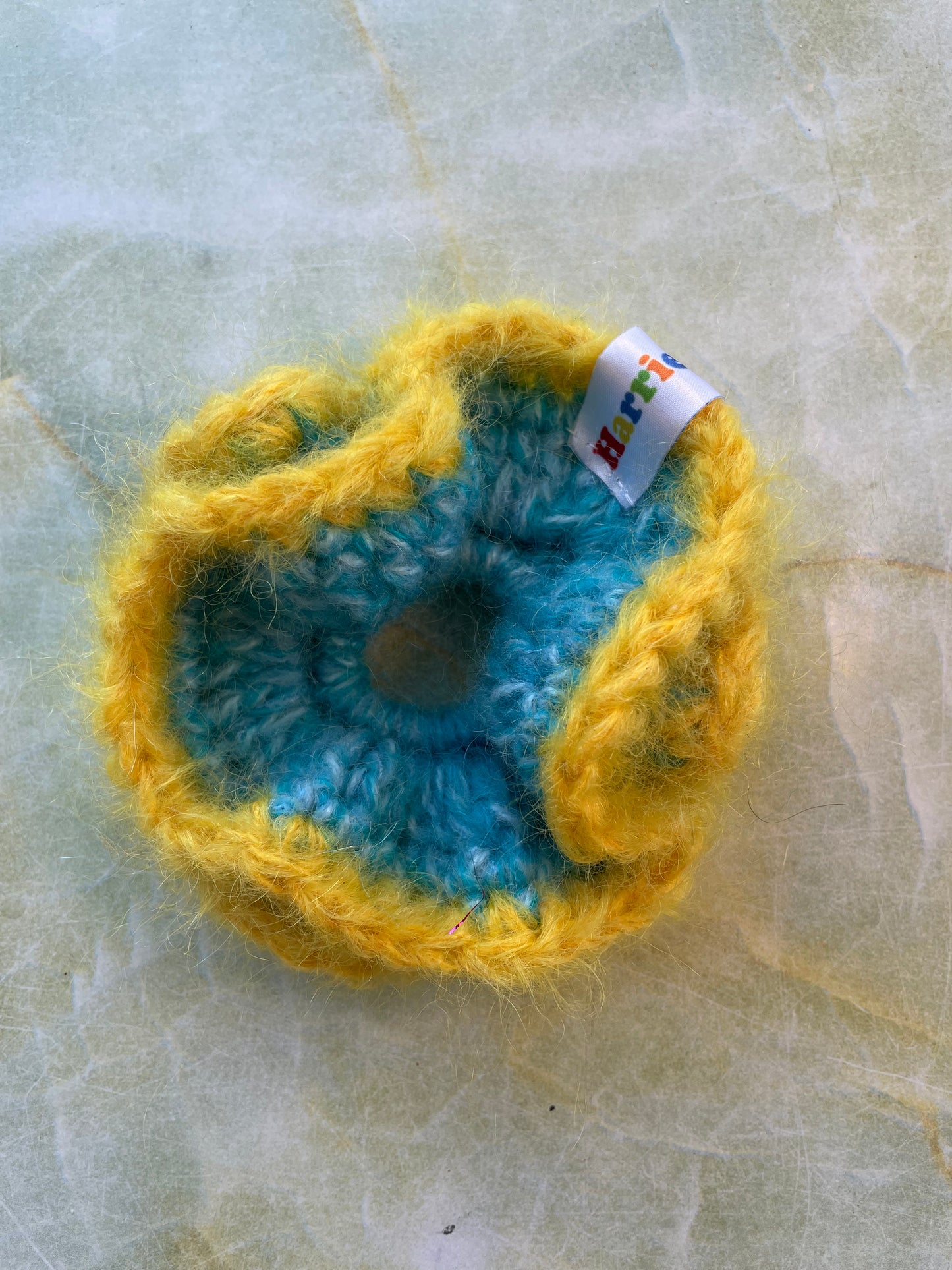 Turquoise and yellow Scrunchie